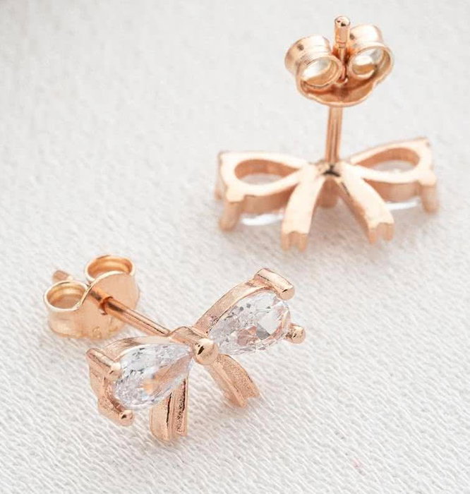 Heliophilia Silver Pendientes de Plata de Ley 925 en Oro Rosa con Circón Heliophilia Silver Pendientes de Plata de Ley 925 en Oro Rosa con Circón